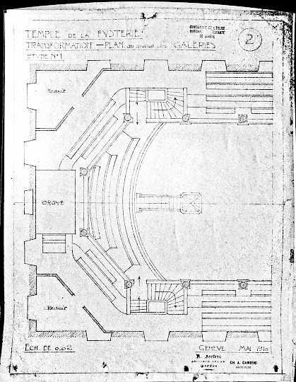 Temple de la fusterie, places louées // Plans du projet de Leclerc et Gambini, 1910. Provenance CIG