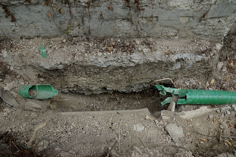 Fondations de la Chapelle en béton maigre.