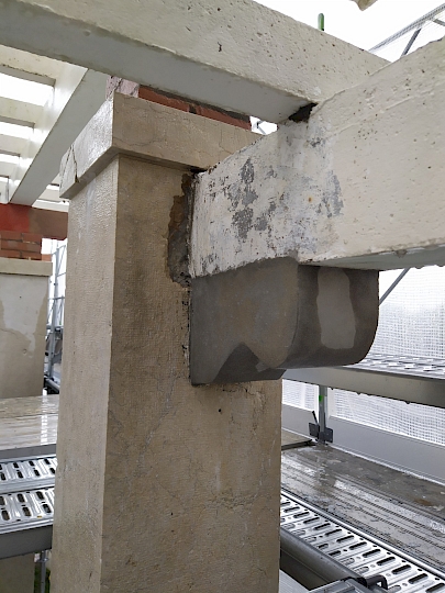 Carbonatation et réparations de la console en béton - juillet 2021 © Féroé architectes